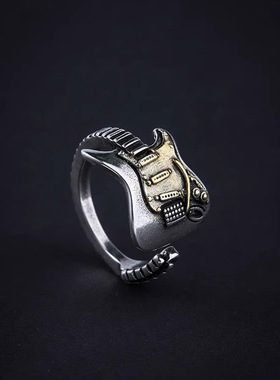 新款电吉他摇滚戒指嘻哈朋克风男