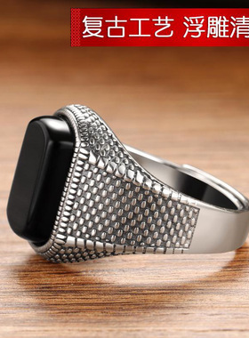 新品可调节大小个性潮复古黑玛瑙