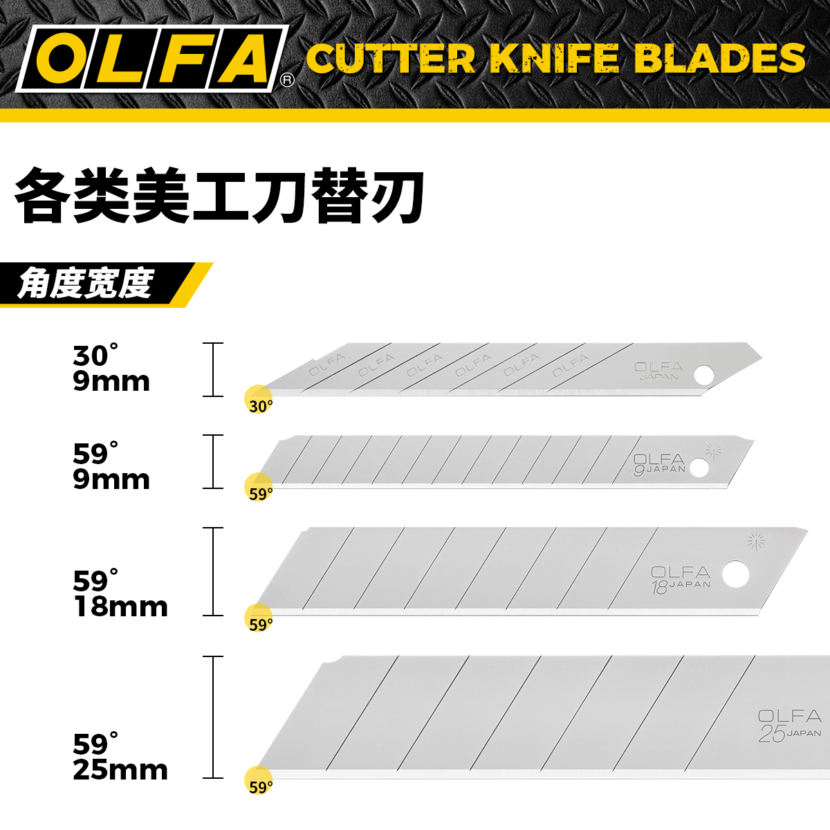 OLFA旗舰店爱利华日本进口美工刀片壁纸工业用刀片18mm大号9mm小-图0