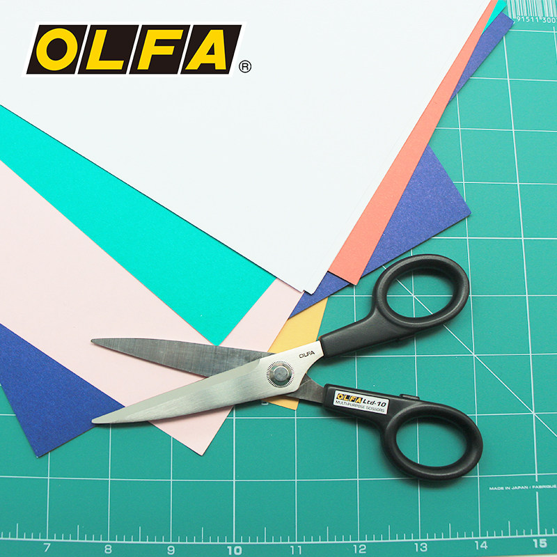 OLFA爱利华日本进口银黑系列工艺美工刀不锈钢剪纸布艺剪刀LTD-10_虎窝淘