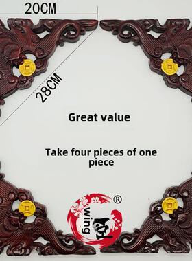 东阳木雕红木樟木实木中国风客厅天花板古董切出蝙蝠装饰贴花三角