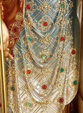 台湾纯铜九华山地藏王菩萨琉晶彩绘地藏菩萨佛像家用客厅供奉摆件