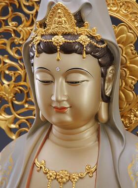 纯铜观音佛像、大比丘阿弥陀佛佛像、台湾精工彩金、西洋三圣饰