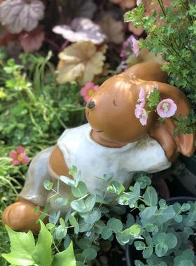 露台花园装饰庭院创意阳台布置造景户外小兔子仿真动物摆件