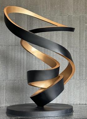 不锈钢飘带雕塑定制镜面发光螺旋异形地标建筑房地产抽象飘带摆件