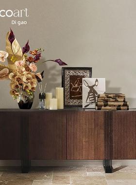 中世纪风格餐厅餐具柜台面装饰烛台覆古装饰画托盘花瓶饰品配套设