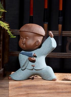 摆件功夫小子品茶宠创意手工紫砂居家陶瓷装饰摆件