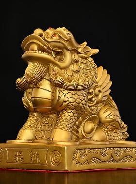 纯铜金钱招财貔貅摆件一对皮丘办公室家居安宅风水装饰店铺开 业