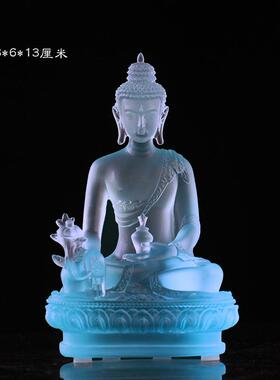 琉璃药师佛天蓝色佛像摆件居家客厅佛堂寺庙桌面摆放光如来佛具