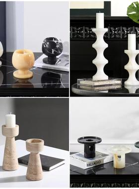 简约风客厅电视柜茶几餐厅酒店样板房创意大理石香薰烛台烛杯摆件