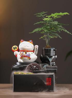 创意招财猫可摇手流水摆件循环水招财办公室吧台桌面乔迁开业礼品