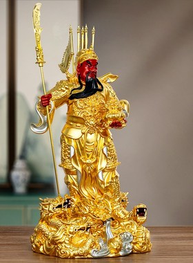 纯铜贴金关公摆件客厅武财神关羽九龙关公家用公司开业店铺招财