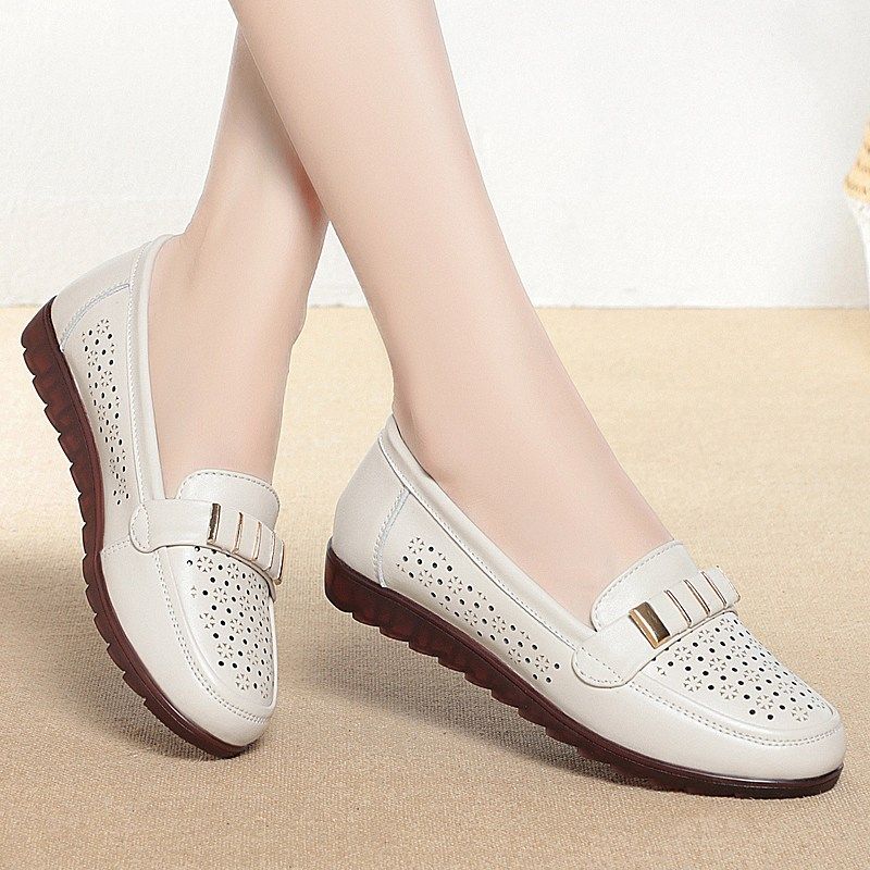 镂空单鞋真皮软底凉鞋女夏季透气妈妈鞋中老年老人皮鞋大码洞洞鞋,淘宝优惠券,粉丝福利购,淘宝优惠卷