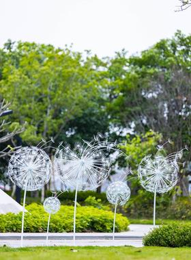 户外不锈钢空心蝴蝶蒲公英花金属雕塑花园草坪动物铁装饰摆件
