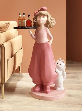 现代创意女孩客厅大型落地摆件北欧电视柜沙发简约装饰品乔迁礼品