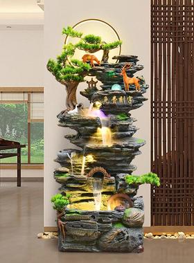 客厅落地假山流水喷泉水景加湿器生财开业礼品装饰高山循环水摆件