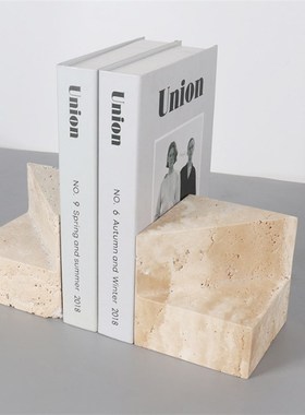 现代简约创意大理石书档书靠书房摆件样板房售楼处桌面书架办公室