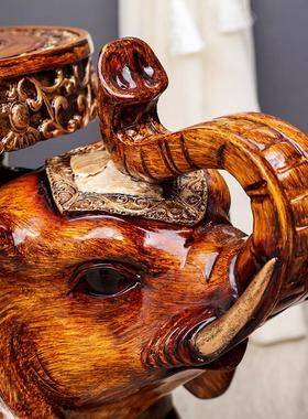 欧式大象换鞋凳摆件特大号门口换鞋凳子招财象仿实木装饰乔迁礼品