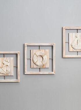地中海装饰画木质做旧复古风海洋挂画房间壁画3D立体画挂饰装饰品