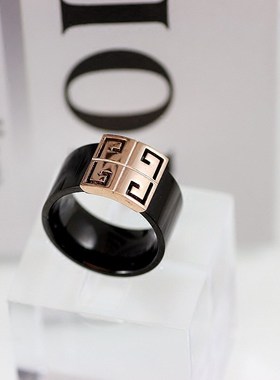 黑色男士戒指女宽版潮男学生食指环霸气夸张大气个性简约百搭单身
