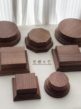 北美黑胡桃实木战 锤手工艺品文玩增高台葫芦装饰模型摆件展示底