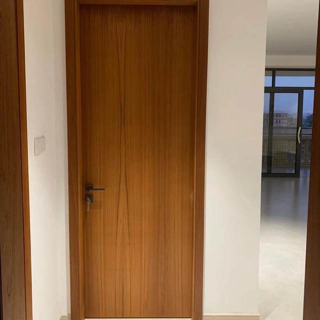 Myanmar teak pure wood door bedroom soundproof interior door pineapple grid solid wood walnut sabili sliding door