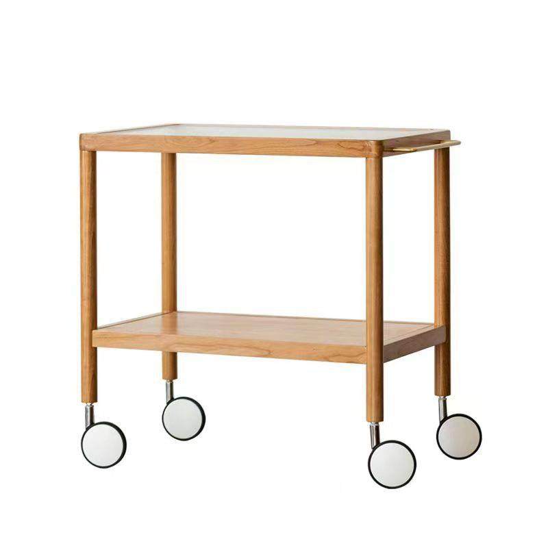 北欧实木沙发边几小户型客厅樱桃木玻璃茶几日式可移动小推车带轮,淘宝优惠券,粉丝福利购,淘宝优惠卷