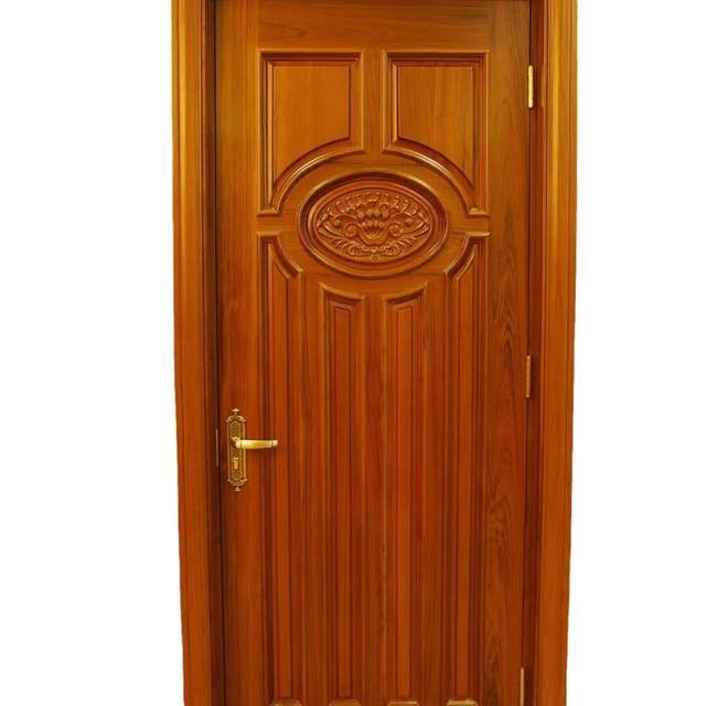 Myanmar teak pure wood door bedroom soundproof interior door pineapple grid solid wood walnut sabili sliding door