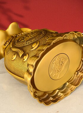 黄铜招財进宝存钱m罐钱袋子摆件家居客厅电视柜酒柜摆放铜工艺品