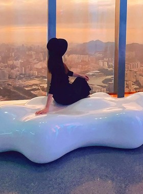 网红云朵座椅落地雕塑户外景区玻璃钢装饰品N海边民宿拍照打卡摆