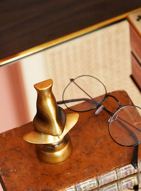 创意铜色树脂鼻子造型眼镜x架托卧室书桌时尚个性眼镜支架摆件