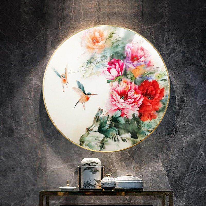 十字绣成品纯手工春画梅花飞鸟富贵牡丹客厅入口圆框挂画,淘宝优惠券,粉丝福利购,淘宝优惠卷