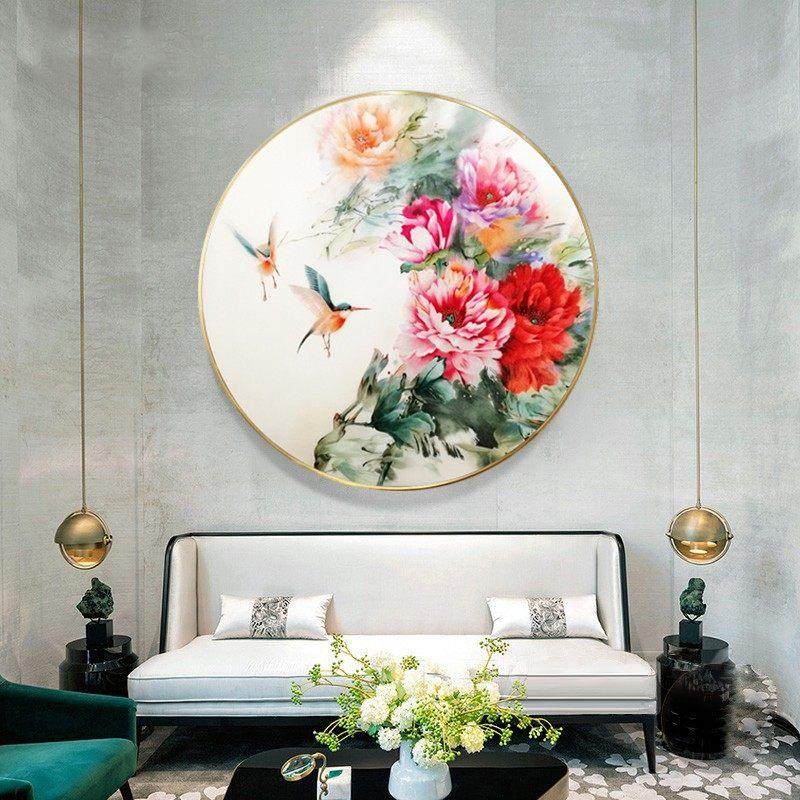 十字绣成品纯手工春画梅花飞鸟富贵牡丹客厅入口圆框挂画,淘宝优惠券,粉丝福利购,淘宝优惠卷