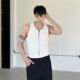 Summer new sleeveless T-shirt men's personalized slim vest Korean style metal buckle decoration pullover design trendy top