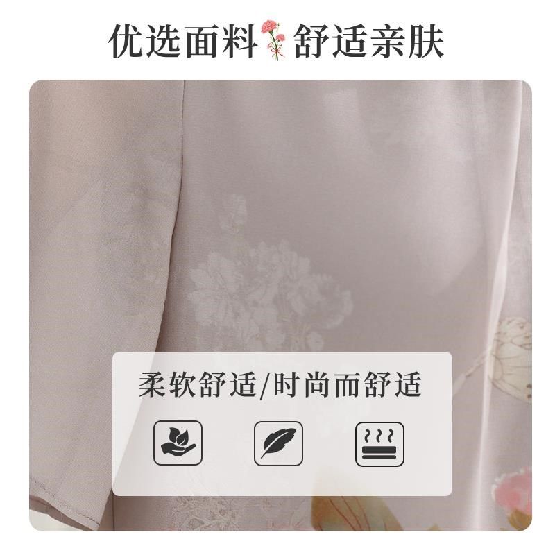 新中式妈妈夏装套装气质雪纺小衫洋气中老年女装夏季短袖T恤上衣,淘宝优惠券,粉丝福利购,淘宝优惠卷