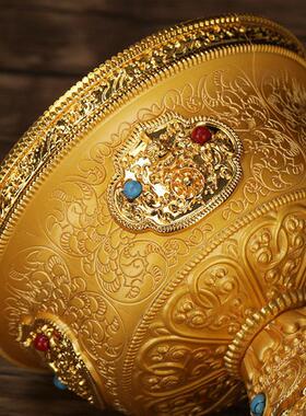 金泽铜鎏金钻石供水杯供佛琉璃圣水杯纯铜观音供杯珐琅莲花净水杯