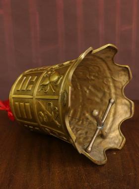 纯黄铜八宝钟摆件八卦八仙钟 钟法器13公分铜铃铛挂件平安钟 钟家