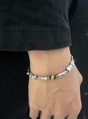 国潮新中式黄虎眼石手链复古冷淡风高级感手串小众设计感男潮手饰