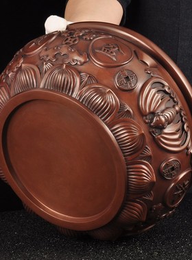 紫铜风水聚宝盆摆件招财摆设家居客厅电视柜博古架装饰品商务礼品