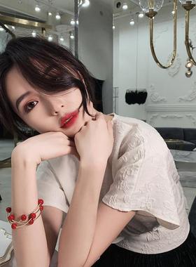 多层交叉珍珠手链花式珍珠手链可作项链小清新迷人少女超仙手镯