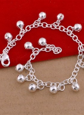 新年礼物925银色多铃简单手镯女性甜蜜民族时尚珠宝生日日韩产品1