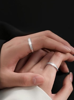 999纯银星河情侣戒指轻奢高级对戒爆款食指戒指环七夕送女友礼物