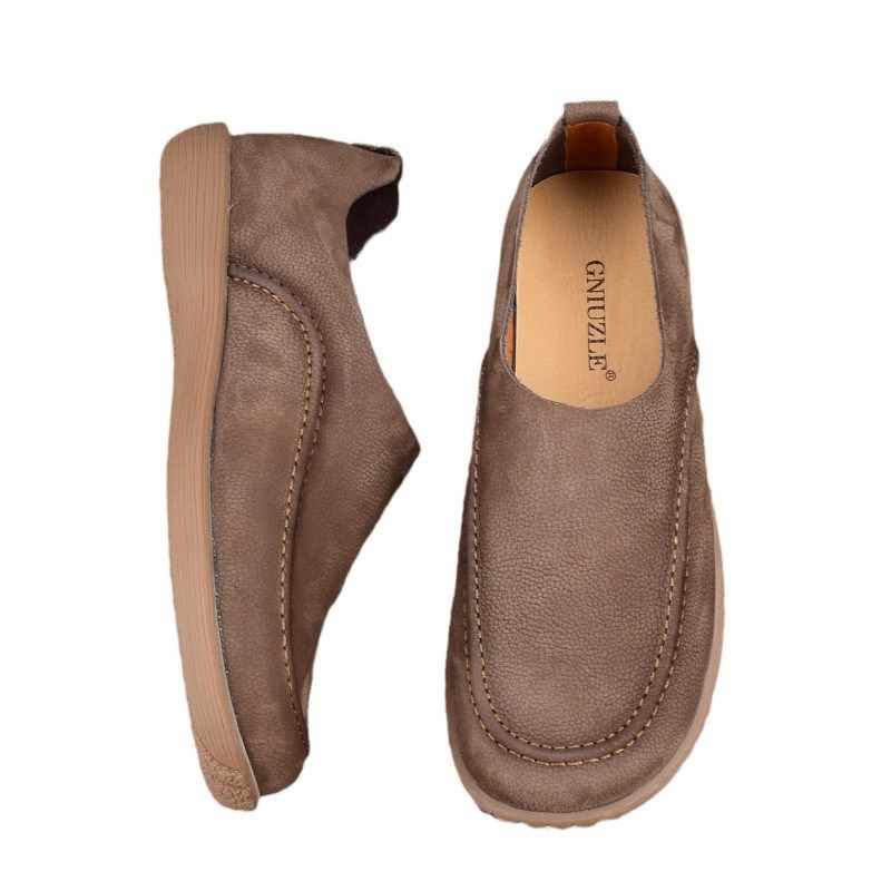 透气皮鞋软底懒人鞋一脚蹬男休闲真皮头层牛皮简约时尚豆豆鞋软皮,淘宝优惠券,粉丝福利购,淘宝优惠卷