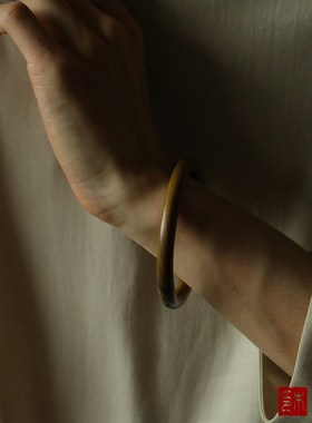 木眠春自献天然檀木实心木质手镯黑檀中式手镯女生镯子礼物