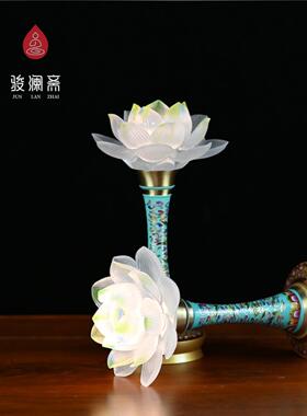 新款莲花灯菩萨供佛灯家用led佛堂供灯佛前荷花灯水琉璃珐琅彩色