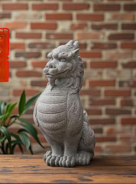 青砂石招财麒麟嘲风博古架装饰摆设家居客厅鱼缸沉水造景摆件