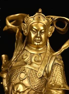 纯铜关公财神韦陀菩萨伽蓝菩萨护法佛像镇宅门神摆件家用供奉