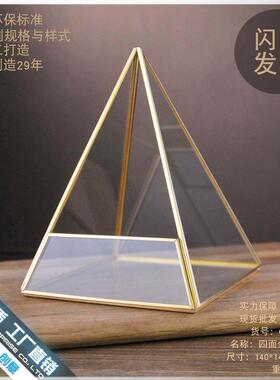 四金字塔中玻璃花房多肉植物面创意花盆苔藓 微景观永生花玻璃罩