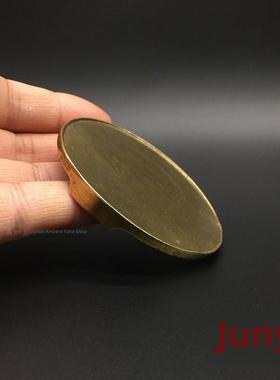 纯铜小圆板饰品黄铜迷你小铜板圆铜底座三脚小铜板桌面饰品