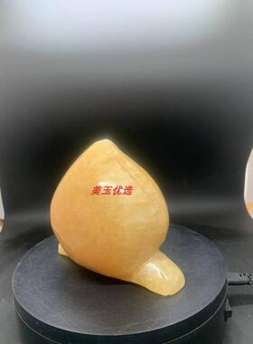 天然玉石桃子摆件米黄玉纯手工雕刻寿桃客厅办公室装饰摆饰乔迁礼